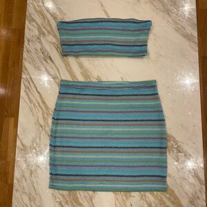 Princess Polly Striped Blue and Green Women's Skirt Set